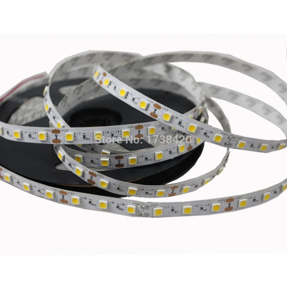 

Светодиодная лента 5050 SMD, 60 светодиодов/м, водостойкая IP22, 12 в пост. Тока