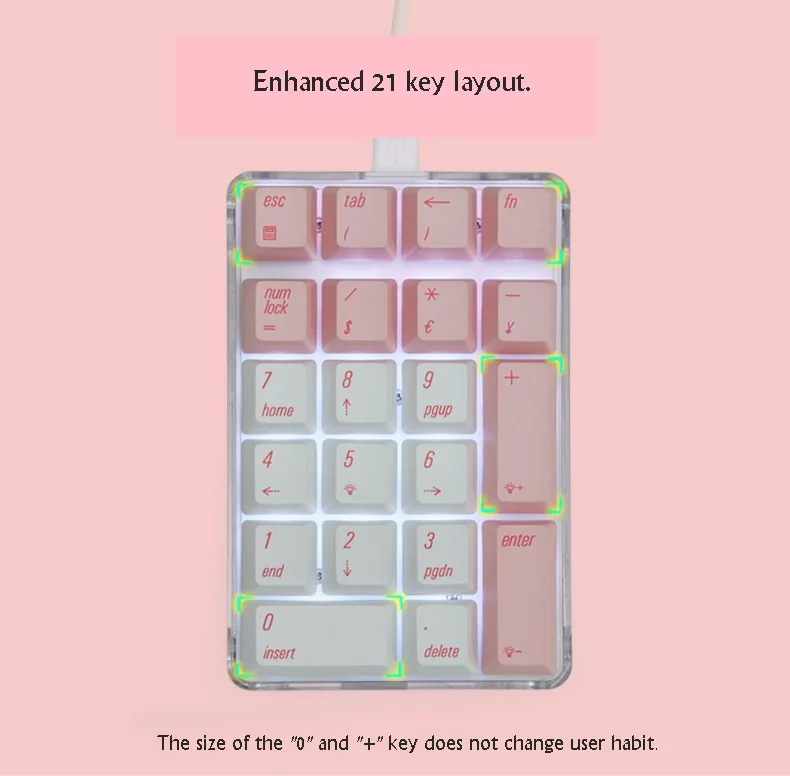Все новые Magicforce Crystal 21 ключ USB Проводная Механическая клавиатура внешняя официальная цифровая клавиатура Cherry, Gateron Механическая ось