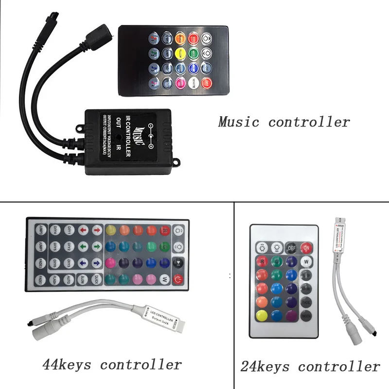 Музыка Светодиодные ленты 5 м SMD5050 Водонепроницаемый 60 Светодиодный s/M RGB полосы Светодиодные ленты светильник+ музыкальная резонаторная Сенсор ИК-контроллер/24 клавиши/44-клавишный пульт лента