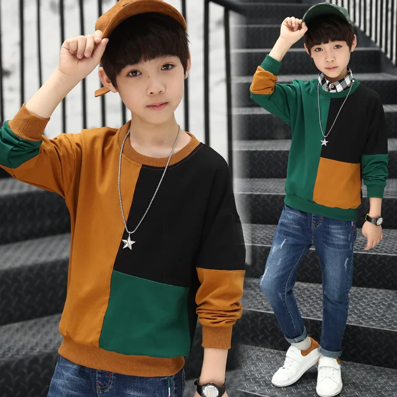 Мода 2018 Осенние Топы для мальчиков хлопковые детские футболки футболка с