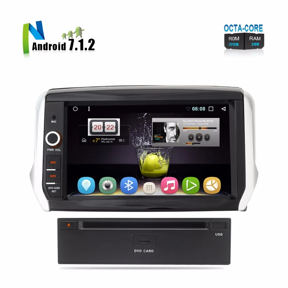 8 &quotAndroid 7 1 автомобильный DVD для peugeot 2008 208 Авто ПК Радио RDS стерео аудио видео gps