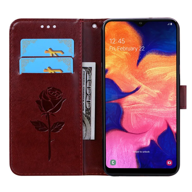3D цветок тисненый кожаный чехол для samsung Galaxy A10 Чехол Мягкий ТПУ кошелек-книжка на магните чехол для Coque samsung A10 чехол для телефона