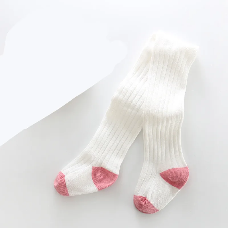 White Теплые мягкие хлопковые однотонные милые леггинсы для новорожденных девочек хлопковые чулки для малышей розовый/белый/коричневый/серый - Цвет: White