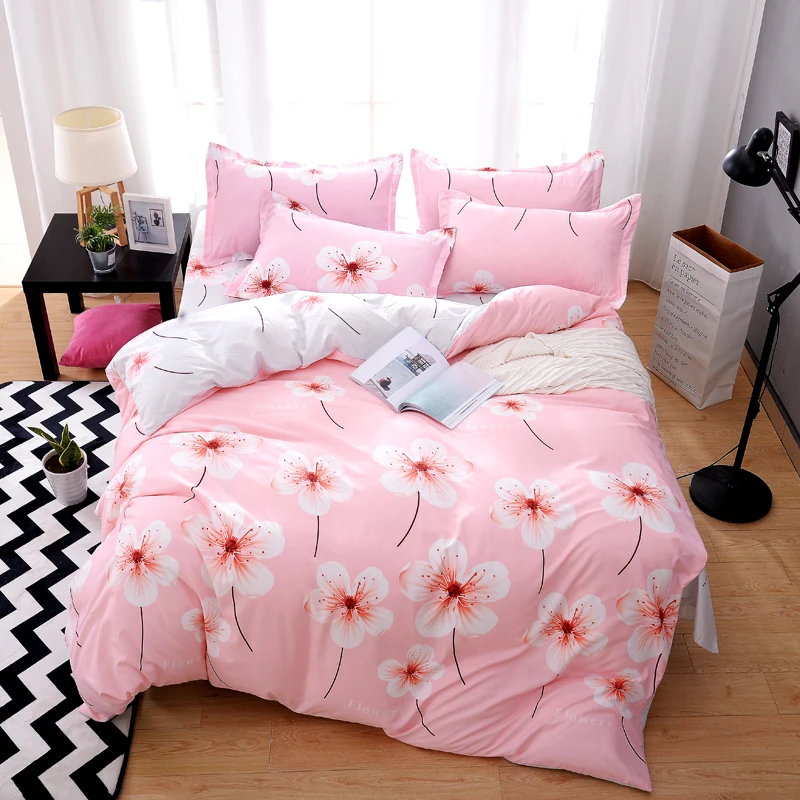 

4Pcs New printing AB pattern luxury Bedding Sets/Bedclothes King Queen size Duvet Cover Bed Sheet Linens set Pillowcases