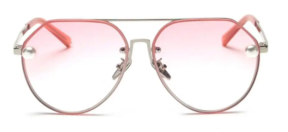 C13 gradient pink Женские Модные Винтажные Солнцезащитные Очки Пилот брендовые дизайнерские металлические роскошные солнцезащитные очки женские жемчужные градиентные коричневые очки - Цвет линз: C13 gradient pink