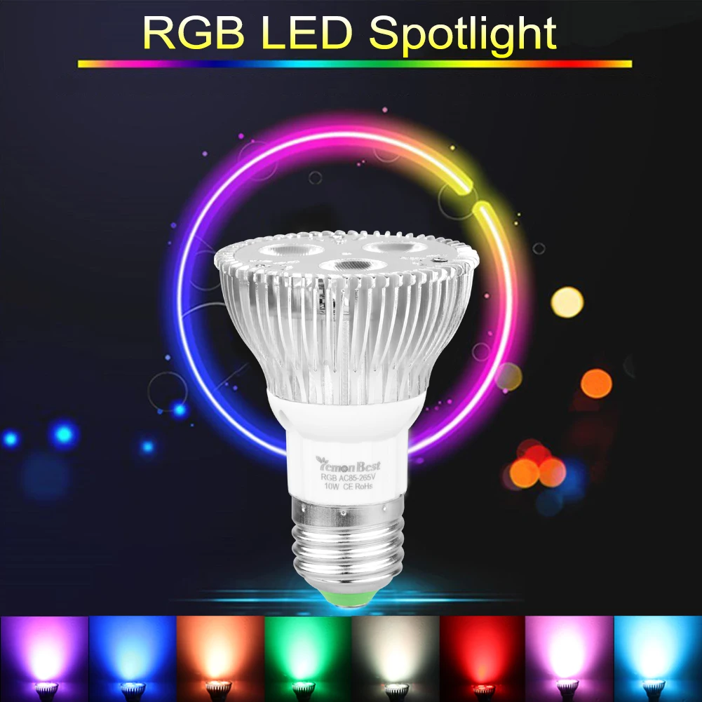 10 Вт PAR20 E27 RGB Светодиодная лампа сценическая 16 видов цветов Пульт дистанционного