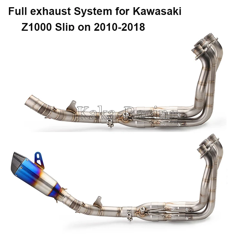 

Motorcycle exhaust muffler Full System front header link tube + Middle Mid pipe + exhaust tail for kawasaki Z1000 2010-2018