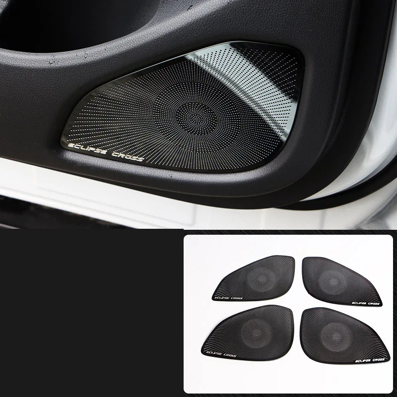 black 4pcs Автомобильный Стайлинг динамик украшение звуковая паста украшение блесток сеть громкоговорителей чехол для Mitsubishi ECLIPSE CROSS - Цвет: black 4pcs