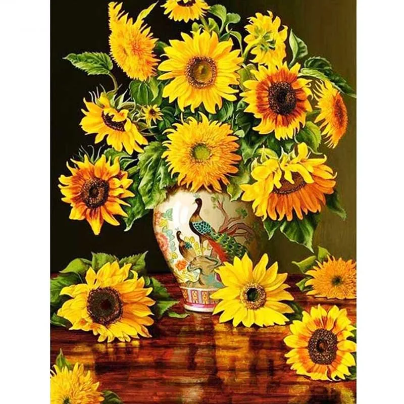 MTEN Алмазная мозаика подсолнухи ваза 5D Сделай Сам полная картина вышивка