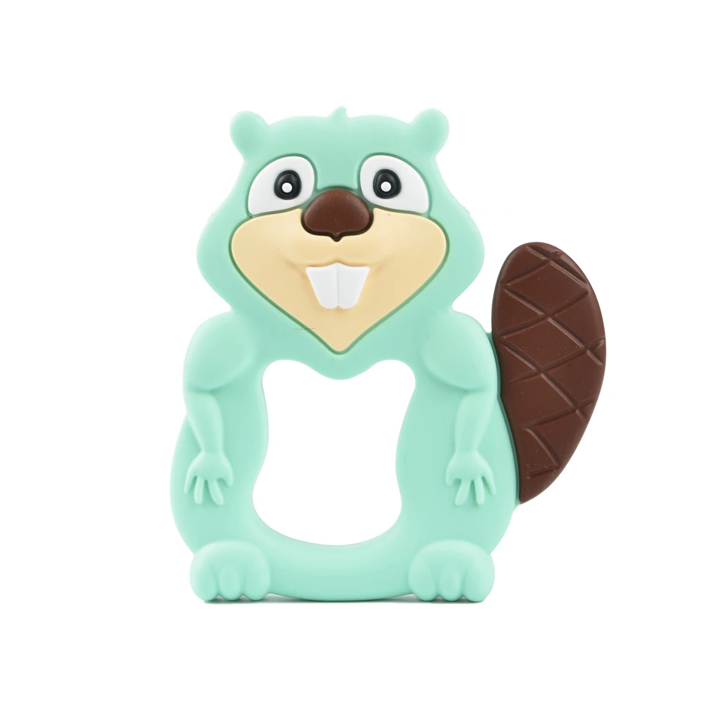 Mint LOFCA 1 шт. Beaver Силиконовые Прорезыватели животных милый мультфильм Прорезыватели для зубов игрушки ребенок Кастор кулон для ожерелья малыша кормящих подарок жевать - Цвет: Mint