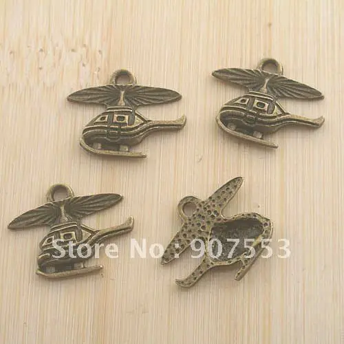 

40pcs antiqued bronze helicopter design pendant charm G1058