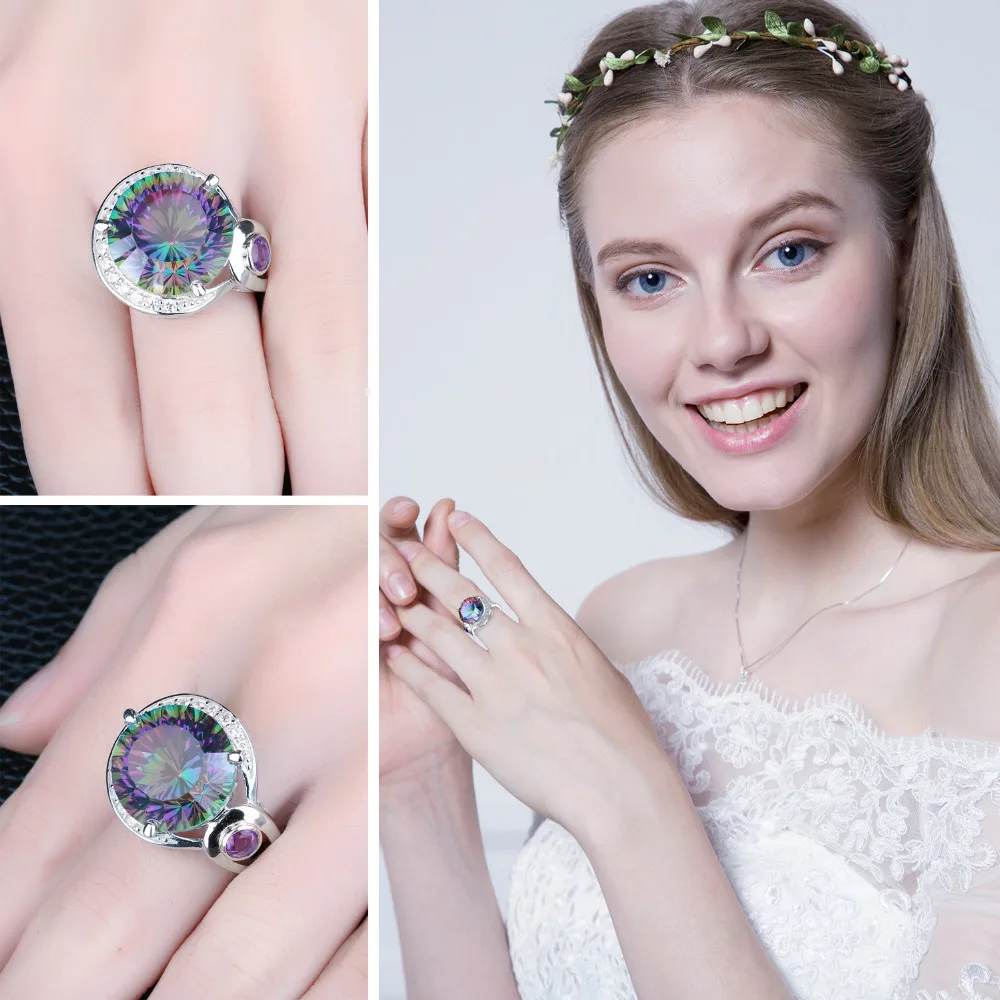 Фирменная Новинка 8.5ct Подлинная Радуга своих Мистик Топаз твердый 925 Серебряное