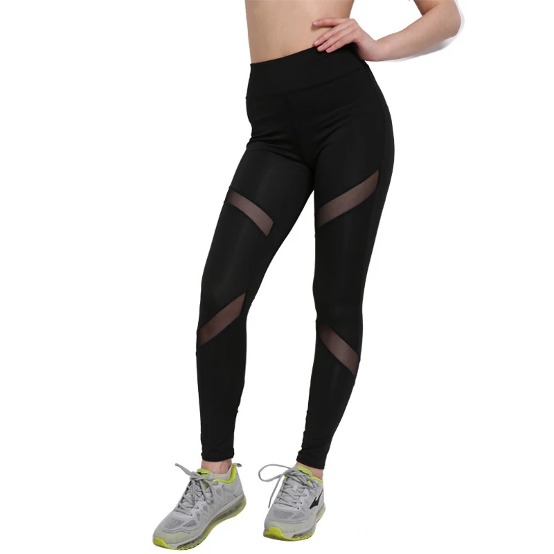 Черные сексуальные сетчатые леггинсы женские готические штаны с высокой талией