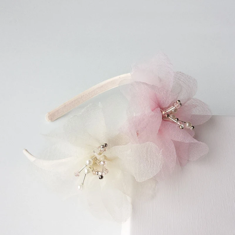 Новая Элегантная повязка для волос принцессы розовый бант с цветами стразы на