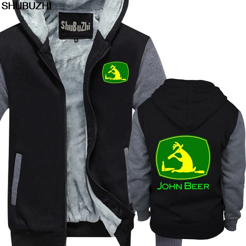 Топы в стиле хип-хоп, рубашка с капюшоном с забавным логотипом John Deer, зимняя теплая куртка, мужское пальто, Повседневная Толстовка с капюшоном shubuzhi sbz1188 - Цвет: black grey