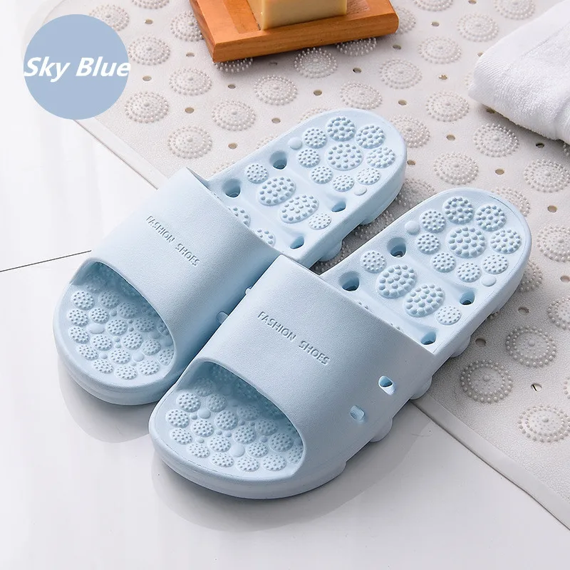 Sky Blue KESMALL/повседневные пляжные женские массажные шлепанцы; сандалии; дизайн; летние домашние шлепанцы на плоской подошве для женщин; шлепанцы для ванной - Цвет: Sky Blue