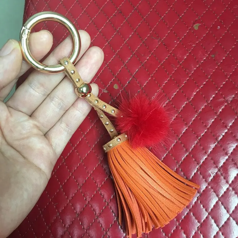 1 шт. норковые волосы заклёпки кисточкой DIY Jewelry шторы одежды декоративные аксессуары цепочки для ключей Сумки подвеска для телефона ремесло кисточкой - Цвет: Orange