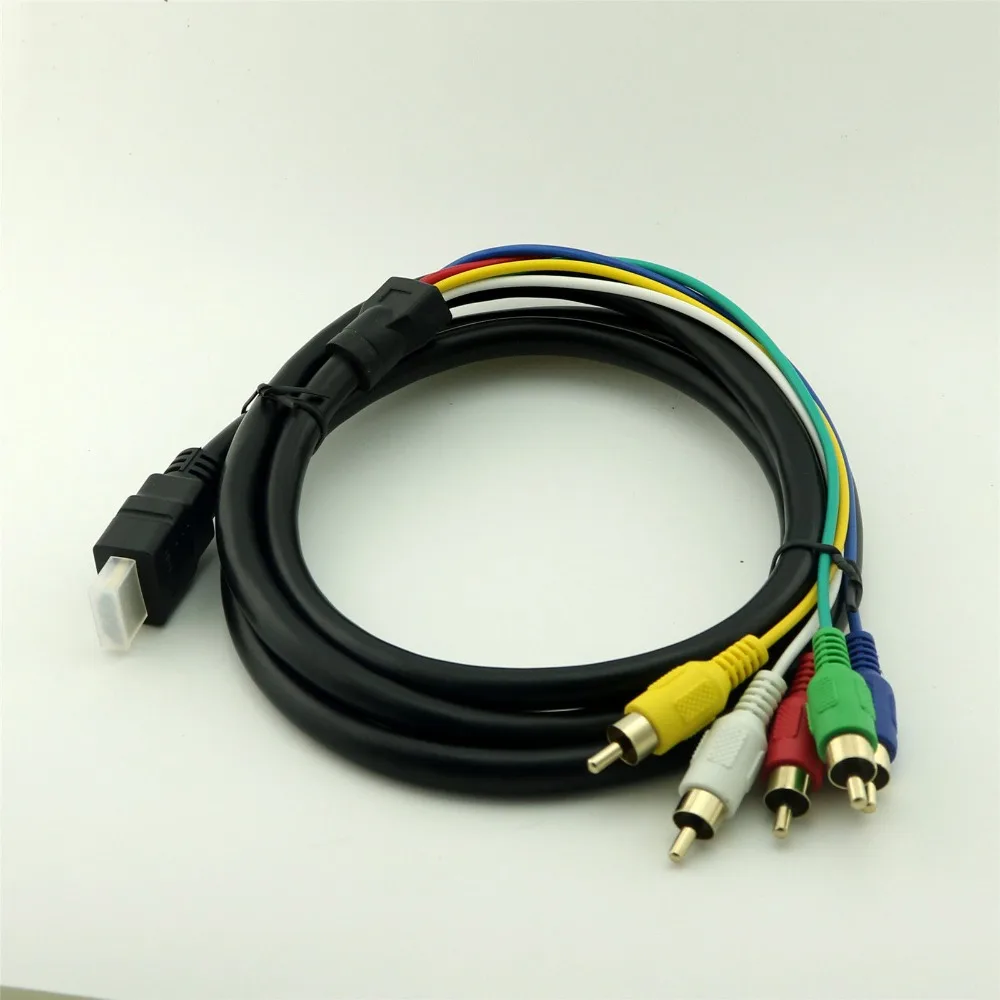

10Pcs5ft/1.5M HDMI Male to 5 RCA Phono RGB Audio Video AV Component Cable Gold 1080P