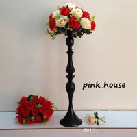 2017 new elegant tall metal black color flower stand flower vase candle holder for wedding table centerpiece decoration