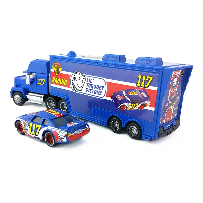Disney Pixar Cars Lightning Mcqueen 2 шт. № 117 Torquey Pistons Mack Uncle Truck &amp Racer 1:55 Литые металлические