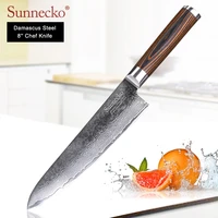 sunnecko 8 inch chef knife damascus steel japanese vg10 sharp blade kitchen knives pakka wood handle meat vegetable cutter knife