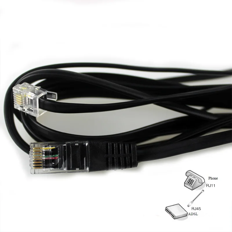 Сетевая телефонная линия RJ45 к RJ11 телефонный кабель Шнур rj11/RJ45 noir, 26AWG медь 8P8C к 6P4C телефонная Голосовая перемычка 3 м