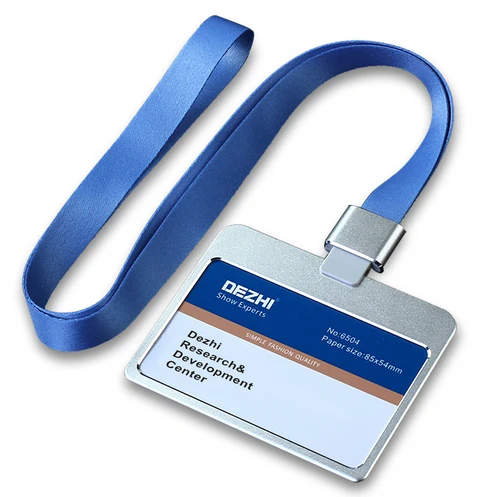 silver blue set DEZHI горизонтальный стиль банк Кредитная карта значок держатель металлический материал автобус ID карты держатели с ремешком красочные и модные, OEM - Цвет: silver blue set