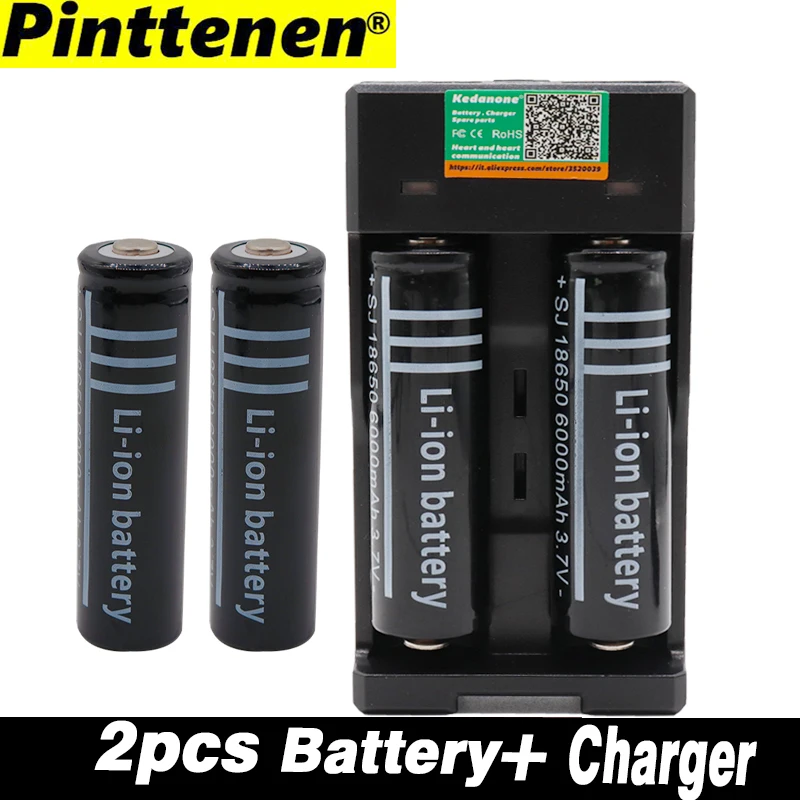 3.7V 18650 batttery 6000mah Li-ion Rechargeable Battery For Emergency lighting portable Device Free Ship and USB charger | Электроника