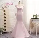 Элегантное женское длинное вечернее платье с рукавами-крылышками и розовыми жемчужинами, модель года - Цвет: same as the photos
