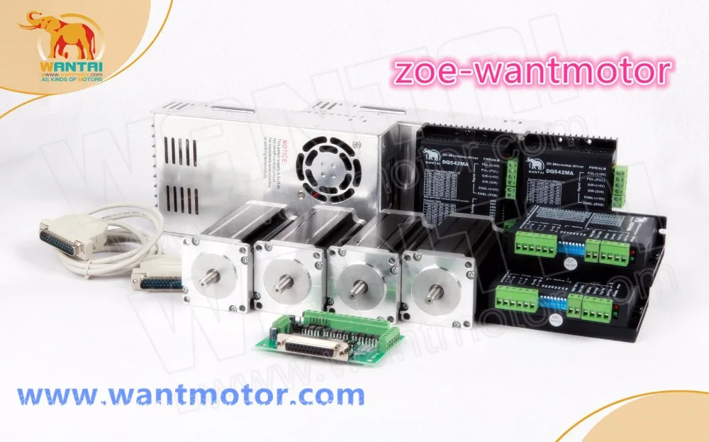 Горячая распродажа! CNC Wantai 4 оси Nema 23 шаговый двигатель WT57STH115-4204A 4.2A 425oz-in и Драйвер