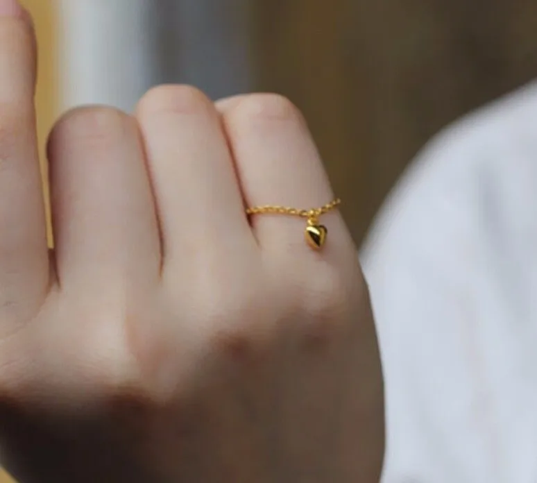 Фото 999 твердое 24К желтое золото кольцо счастливое сердце | Украшения и аксессуары