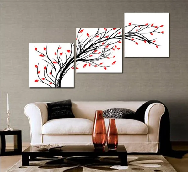 Черное дерево красные листья рисование скетчей без рамки модульные картины