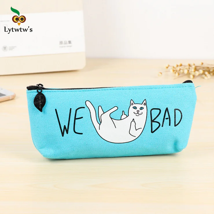 1 шт. Новый Kawaii Cat Pen Lytwtw холщовый чехол для карандашей школьные стационарные