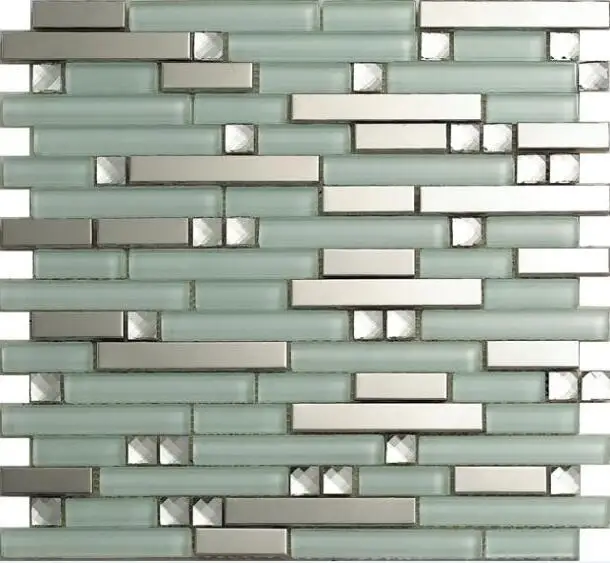 Металлическая стеклянная мозаичная плитка из нержавеющей стали кухонный фон для