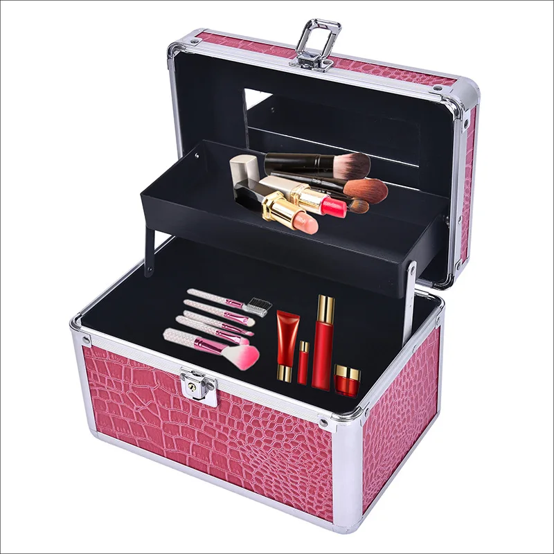 

New Women Large Capacity Makeup Bag Girl Cosmetic Case High Quality Alloy Female Make Up Box Luxury Fashion Travel Wash Bags