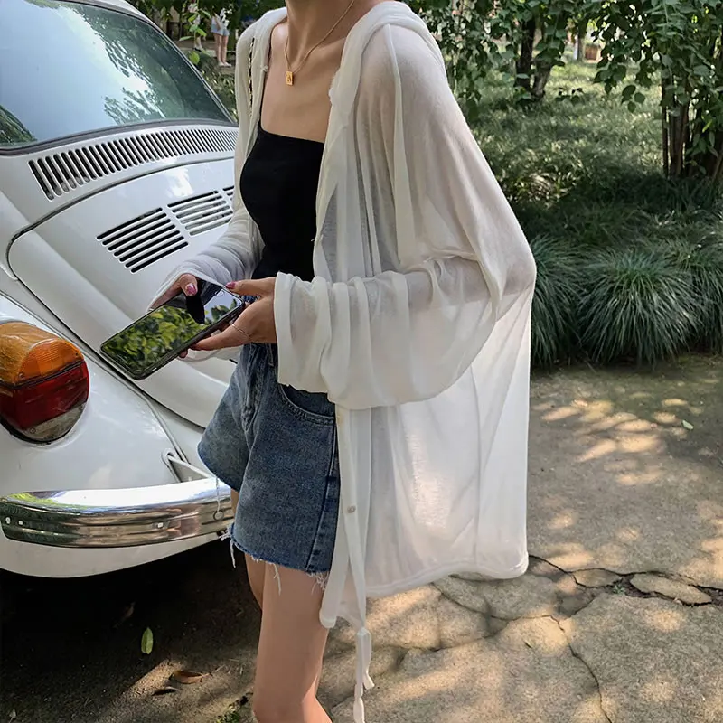 XITAO Suncreen Thin Knitted Sweater White Top Women Clothes 2019 Full Sleeve Korean Single Breasted Autumn ZLL4225 |