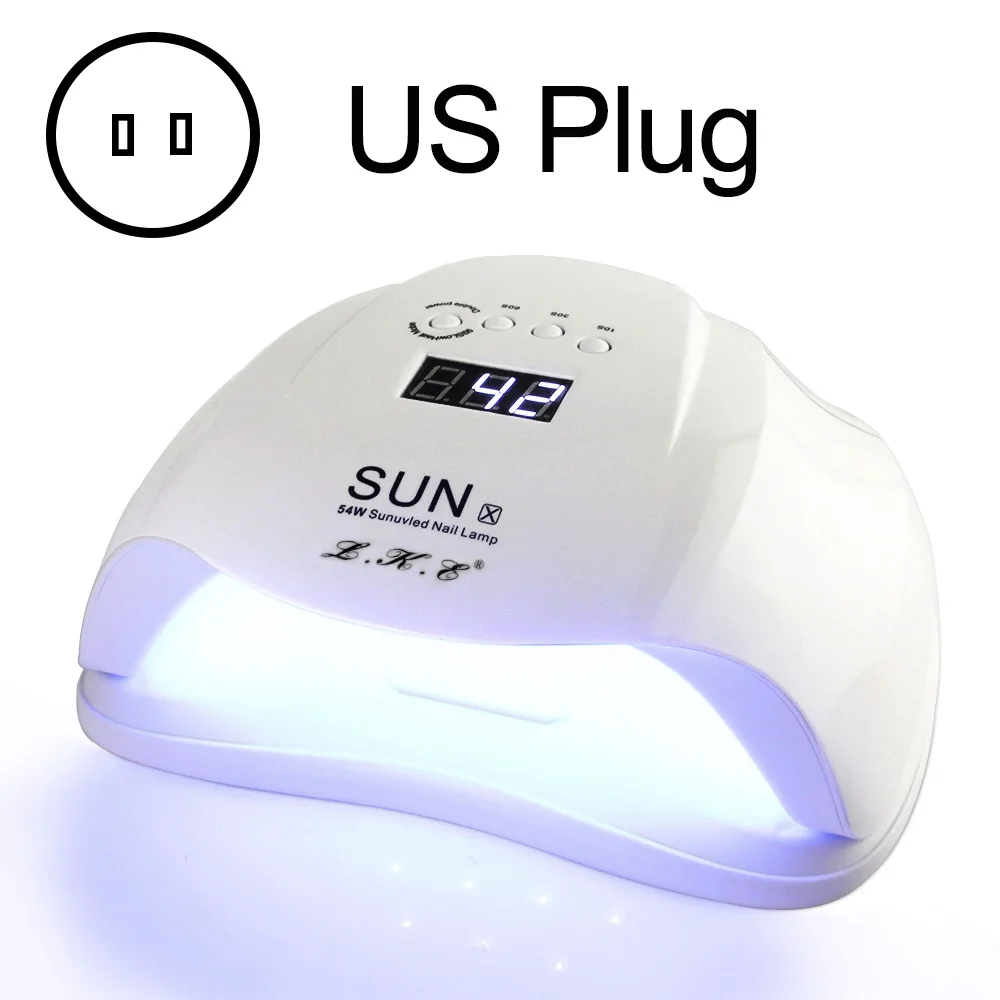 SUN X US Plug Лампа для ногтей LKE, 36 шт., светодиодная УФ-лампа для дизайна ногтей, 30 s, 60 s, 99 s, таймер, Сушилка для ногтей, отверждающий гель для маникюра с ЖК-дисплеем - Цвет: SUN X US Plug