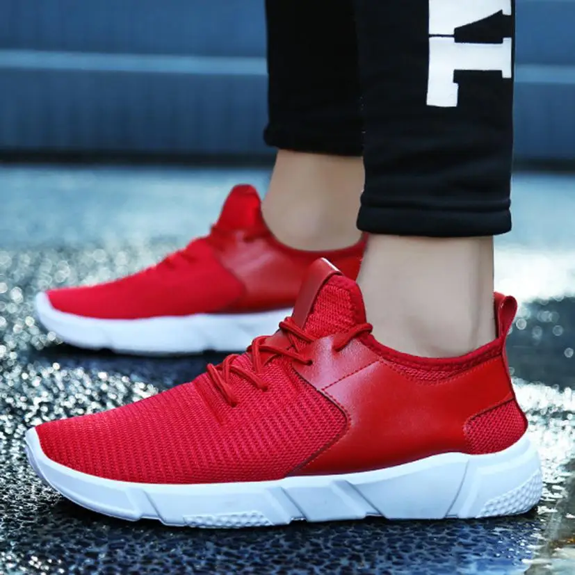 Спортивная обувь для мужчин сетчатые мужские кроссовки на шнурках легкая