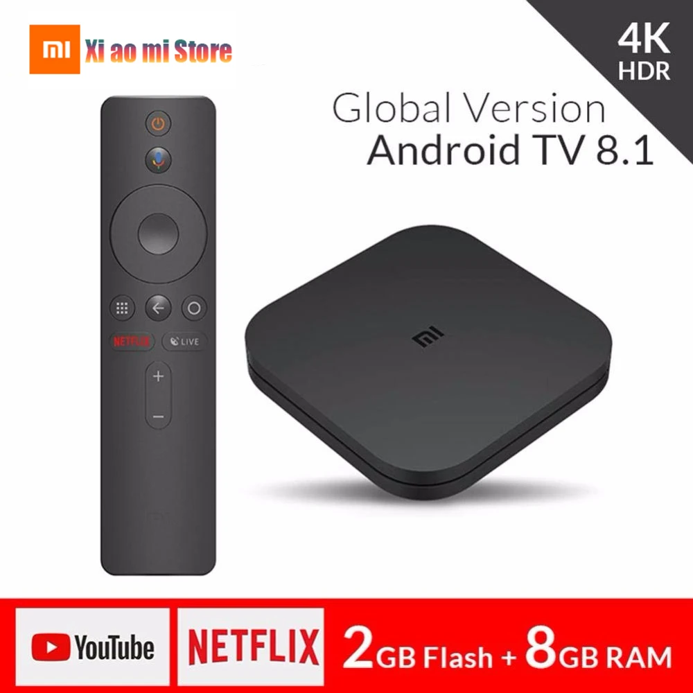 Xiaomi mi tv Box S глобальная версия 4K HDR Android tv Box HD 2G 8G wifi mi Box Google Cast Netflix телеприставка медиа плеер 1000Mbp
