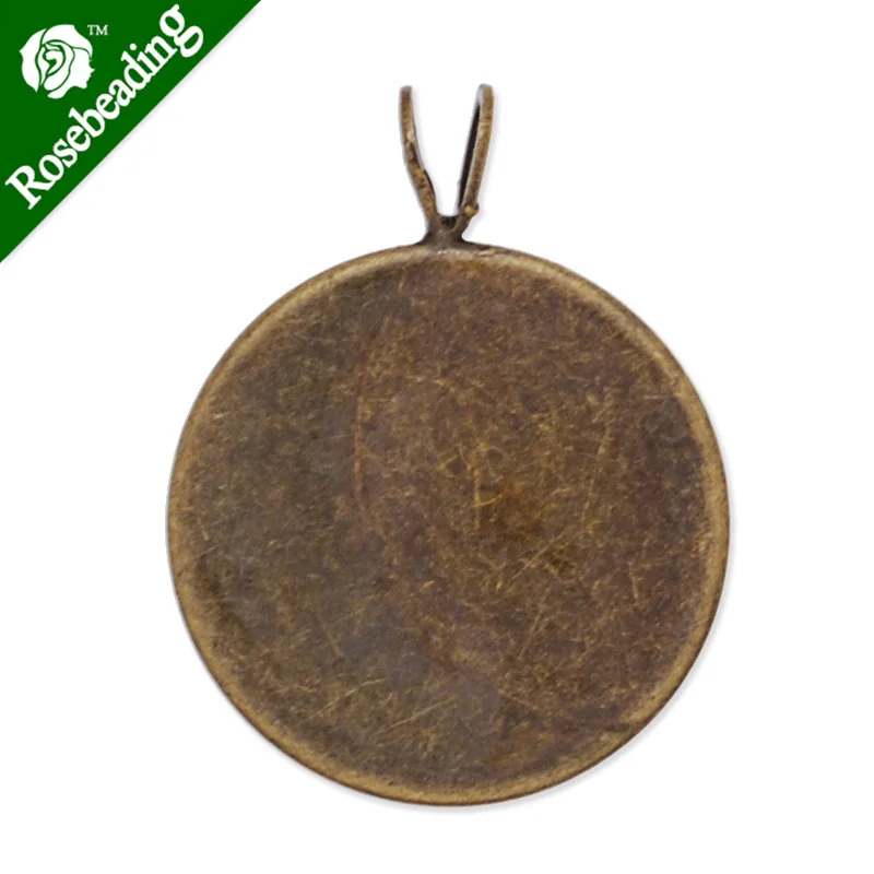 Античная бронза простой латунный подвесной лоток с 18 мм круглым ободком