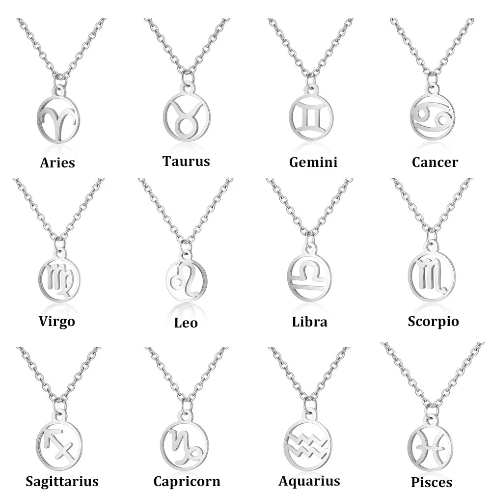 

Todorova Stainless Steel Star Zodiac Sign Neckless 12 Constellation Pendant Necklace Women Gold Chain Necklace Men Jewelry