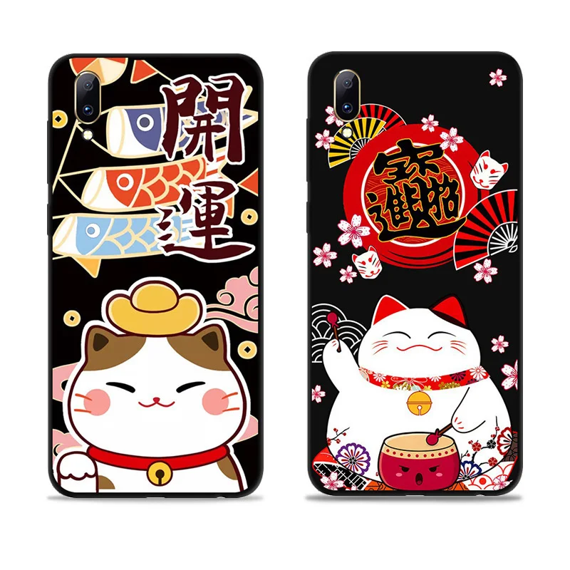 For Vivo Y97 case mobile phone shell lucky cat soft silicone VivoY97 protective cover Y 97 V1813A cases coque | Мобильные телефоны