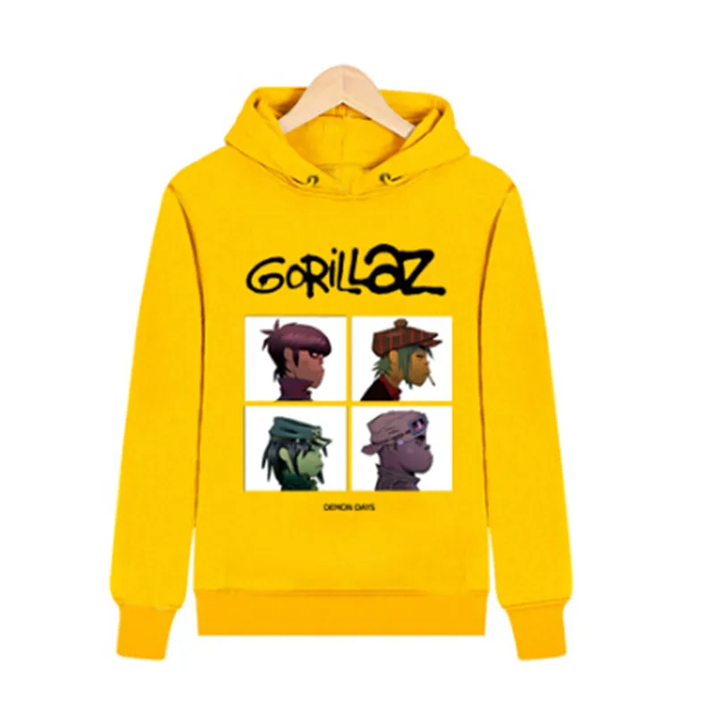 2017 Осень Зима рок Толстовка Gorillaz Мужская одежда Повседневная музыка пуловер с