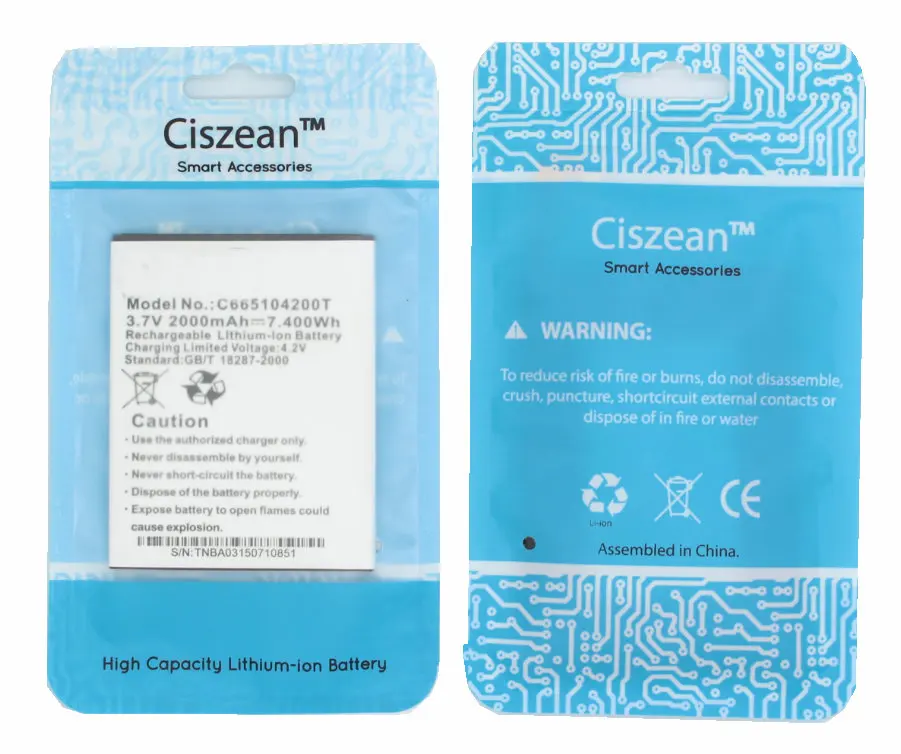Ciszean 2x3 7 V 2000mAh Замена Батарея + Универсальный Зарядное устройство C665104200T сенсорная