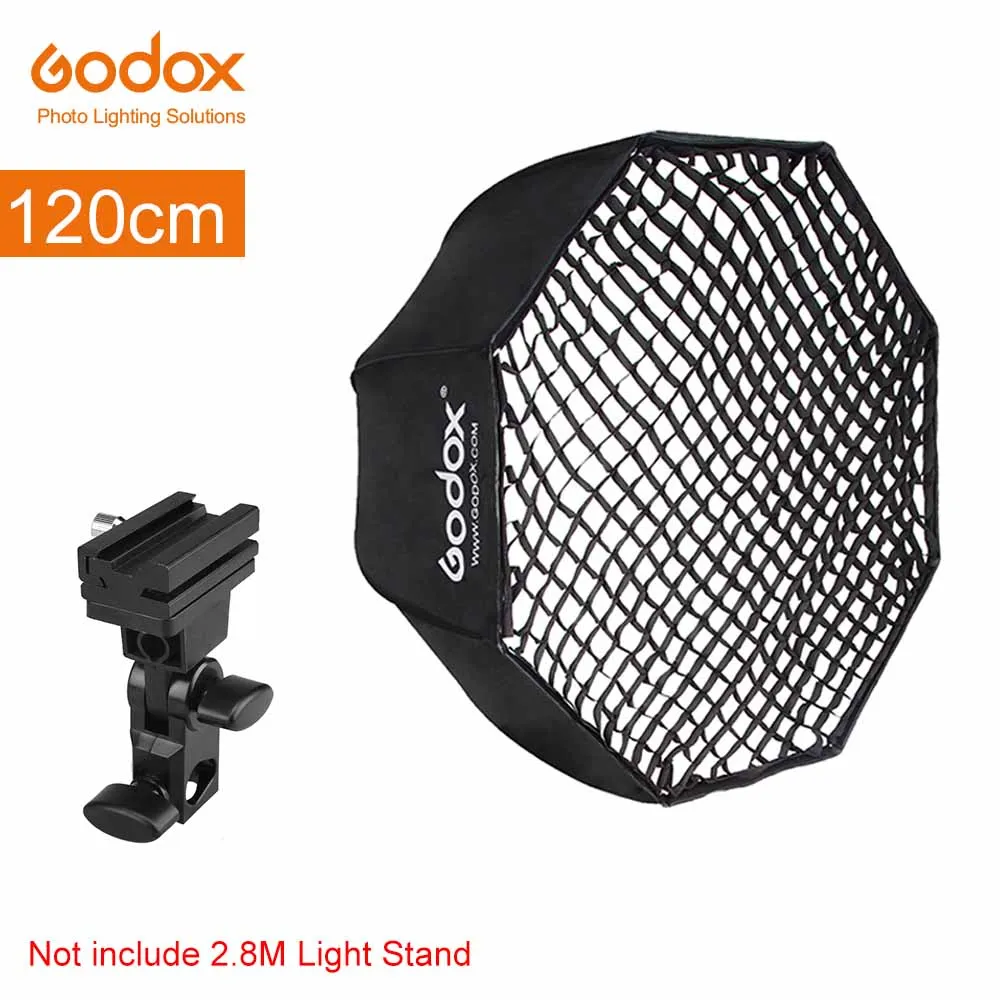 Kit 2 Godox 120 см зонтик восьмиугольный сотовый софтбокс с решеткой с 280 см алюминиевый светильник-подставка, Набор держателей для вспышки, скоростной светильник - Цвет: Kit 2