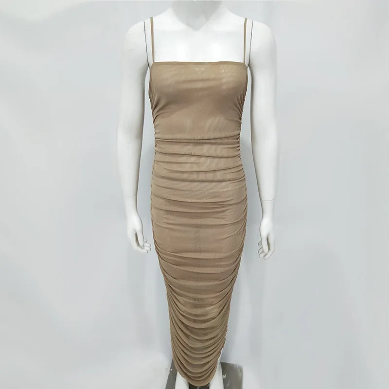 Летнее платье женское длинное Клубное элегантное облегающее Макси с разрезом на