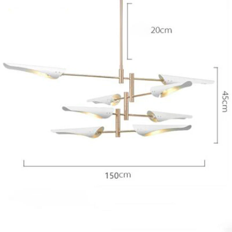 8 Lights White shade Скандинавские люстры для ресторана, гостиной, постмодерн, индивидуальная металлическая подвесная люстра, креативный дизайн - Цвет абажура: 8 Lights White shade