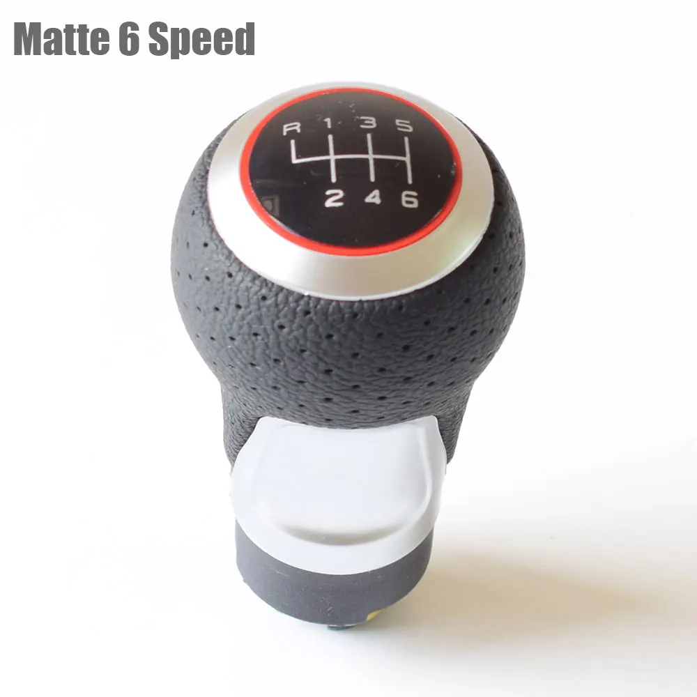 Matte Red 6Speed Матовая Хромированная ручка переключения передач красное кольцо для Audi skoda seat A3 A4 B6 B7 b8 A6 S4 B8 8K A5 8T Q5 8R для volkswagen vw passat golf - Название цвета: Matte Red 6Speed