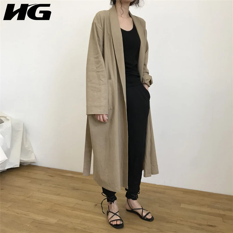 [HG] Корея 2018 Новый Осень Повседневное Для женщин кардиганы Твердые Цвет длинное