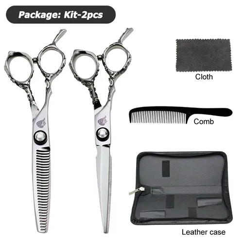kit-leather case Univinlions 6 дюймов профессиональные японские ножницы для левшей, парикмахерские ножницы для левшей, парикмахерские ножницы для левшей, ножницы для стрижки - Цвет: kit-leather case